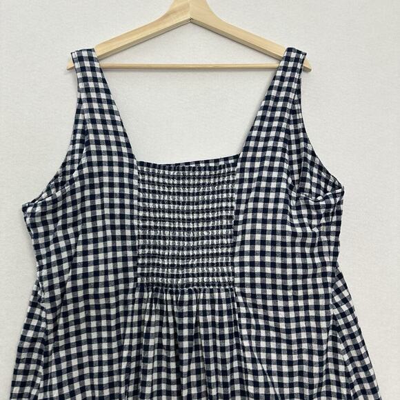 Old Navy Mini Dress Womens 3X Blue White Gingham Linen Blend Cottage Country - Picture 6 of 13
